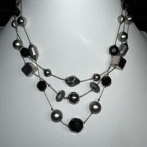 Vintage Bead and Geometric Design Multi Strand Necklace